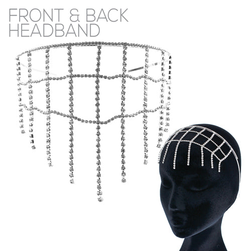 Rhinestone Net Headband – Silver