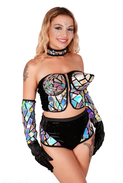 Holographic Pointed Bra Set
