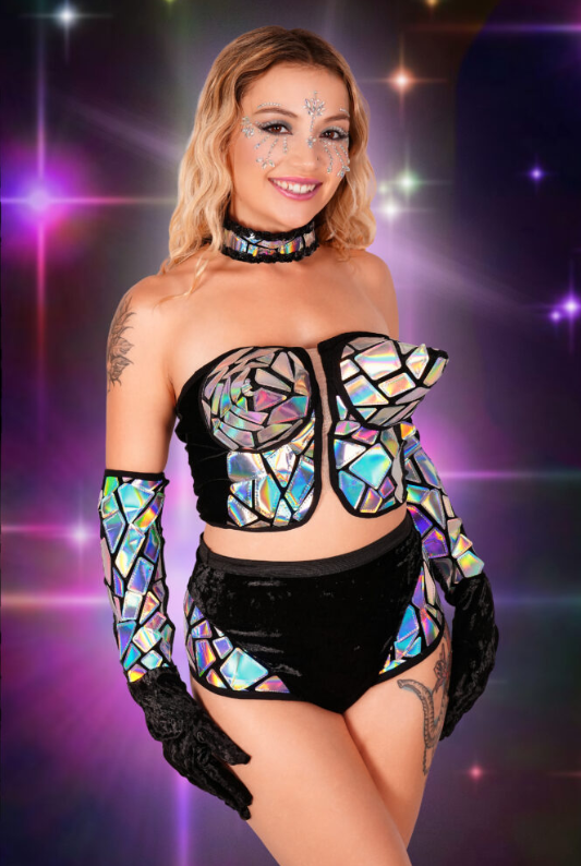 Holographic Pointed Bra Set