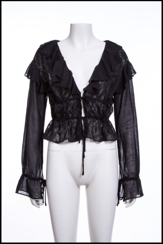 Ruffle Collar Gothic Transparent Lotus Sleeves Top