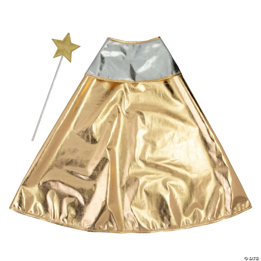 Kids Gold Star Cape & Plastic Wand