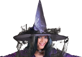 Hat-Witch-Purple Poly Satin w/Tulle