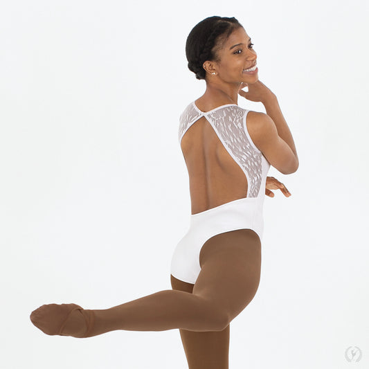 Impression Mesh Sweetheart Open Back Leotard