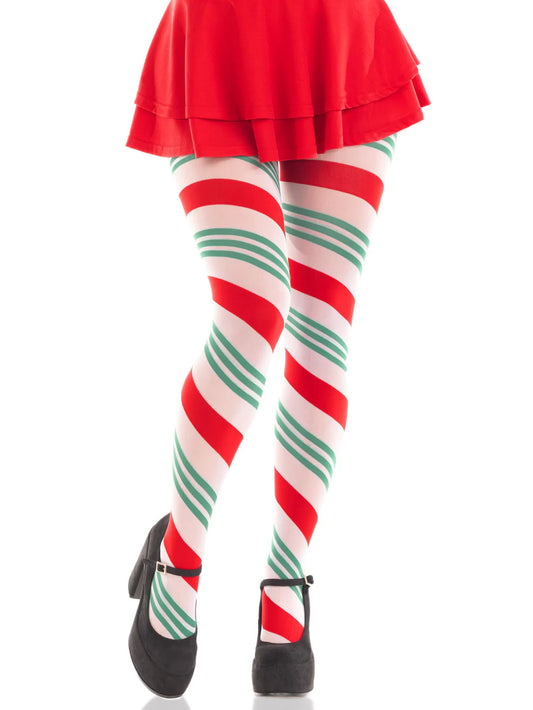 Lane Holiday Ribbon Striped Tights