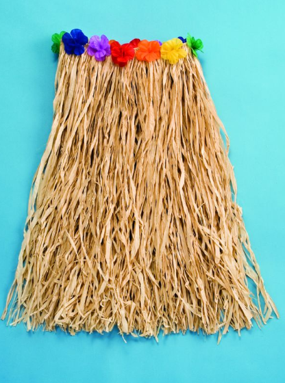 Skirt-Raffia w/Flower-Natural