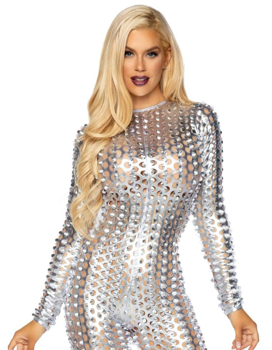 Laser Cut Metalic Cat Suit