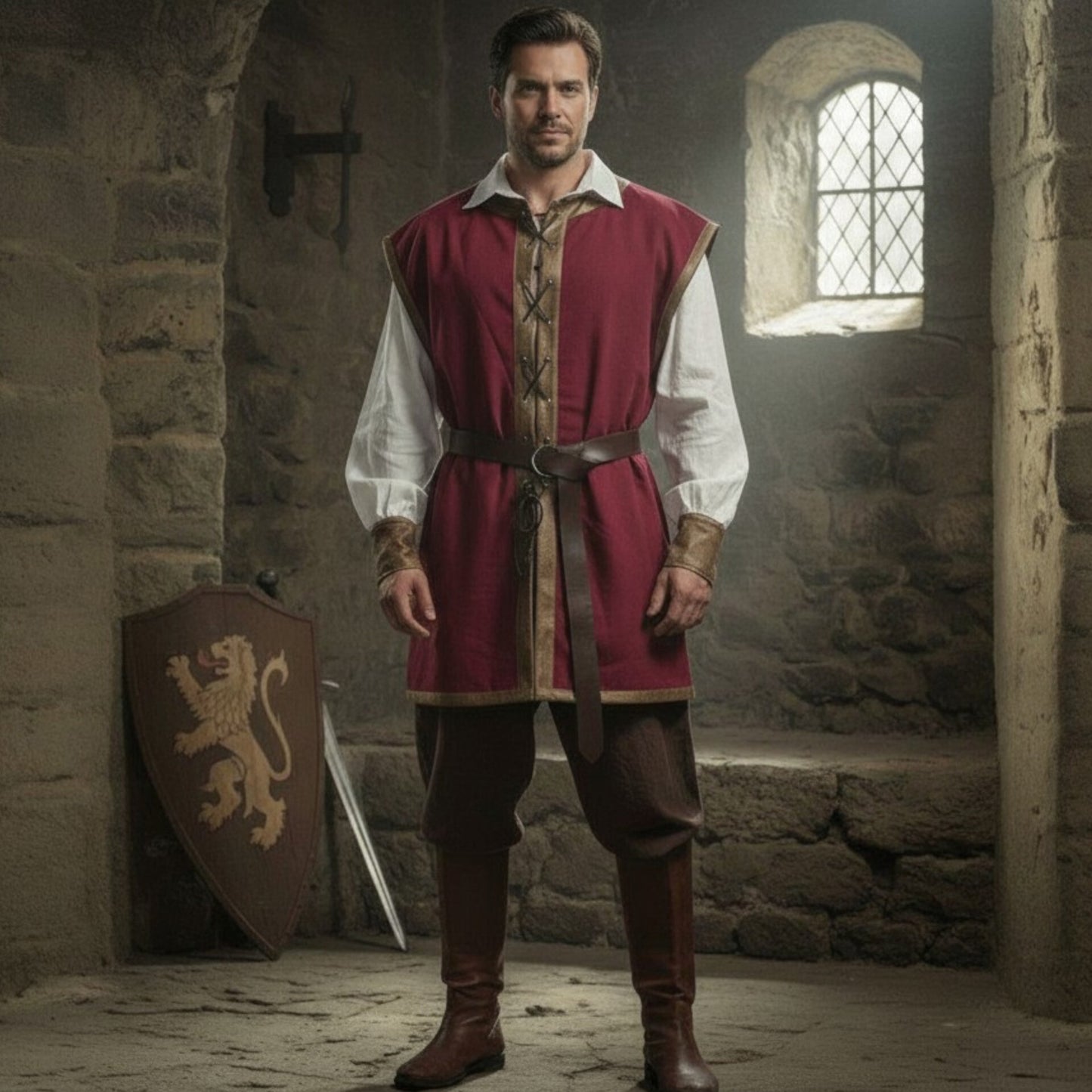 Lace-Up Medieval Tunic with Belt
