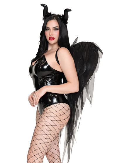 Dark Enchantress Chiffon Wings and Horn Headband.
