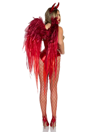 Devil Ombre Chiffon Wings and Horn Headband.