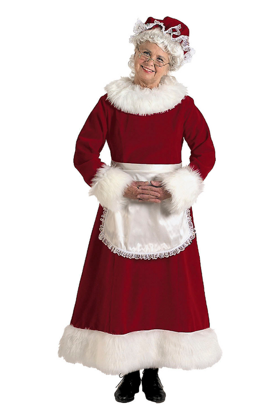 Disfraz de la Señora Claus de terciopelo burdeos