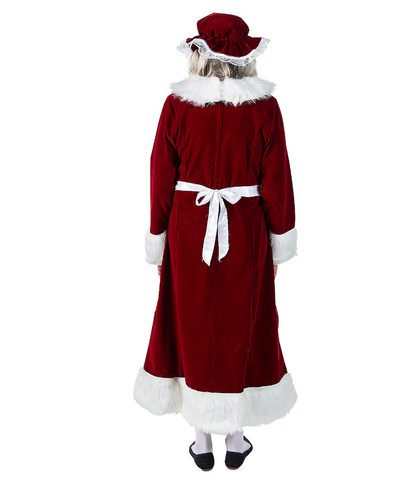 Disfraz de la Señora Claus de terciopelo burdeos