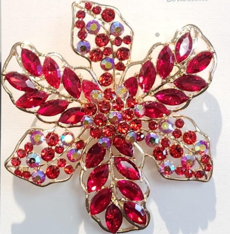 Red flower-shaped Brooch