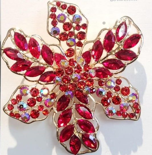 Red flower-shaped Brooch