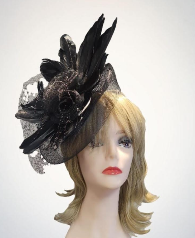 Dlx. Veil Feather Fascinator Headband