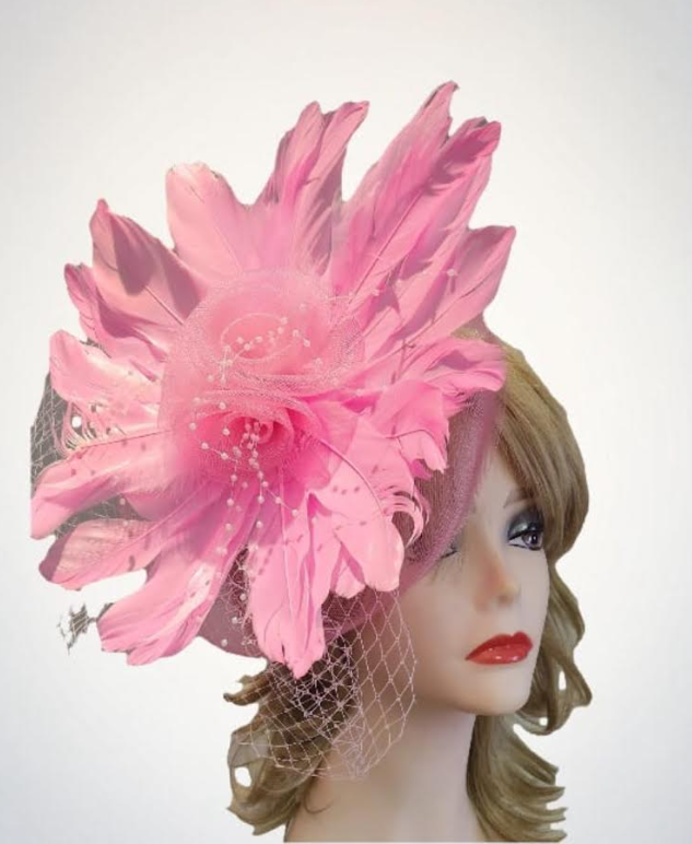 Dlx. Veil Feather Fascinator Headband