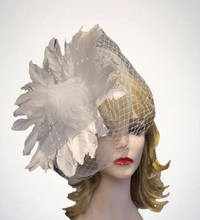 Dlx. Veil Feather Fascinator Headband