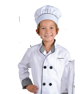 Jr. Chef Jacket & Hat w/Checkered Trim