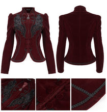 Load image into Gallery viewer, Burgundy Gothic Embroidered Princess Seam Coat
