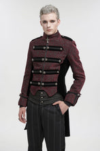 Load image into Gallery viewer, Red with Black Brocade Embroidered Long Tail Coat
