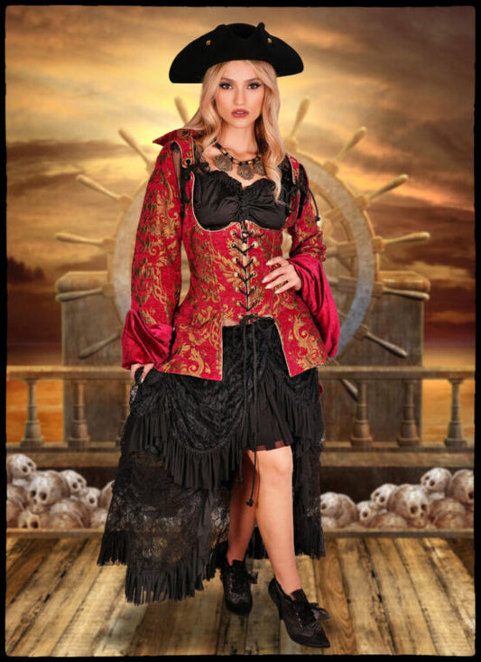 Red Brocade Pirate Jacket