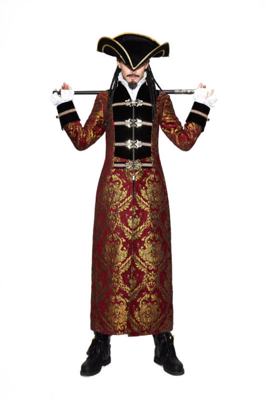 Pirate Embroidered Long Brocade Coat