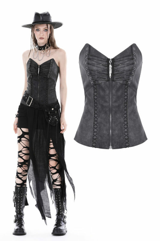 Lace up zipper corset