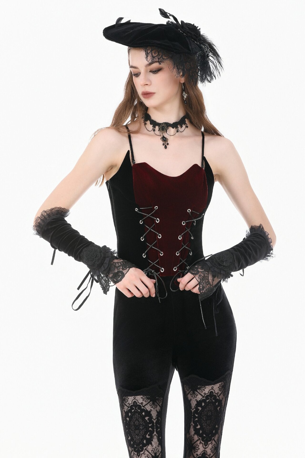 Gothic Velvet Top with Laces