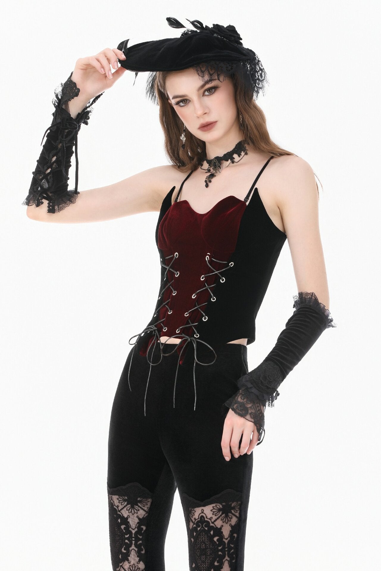 Gothic Velvet Top with Laces