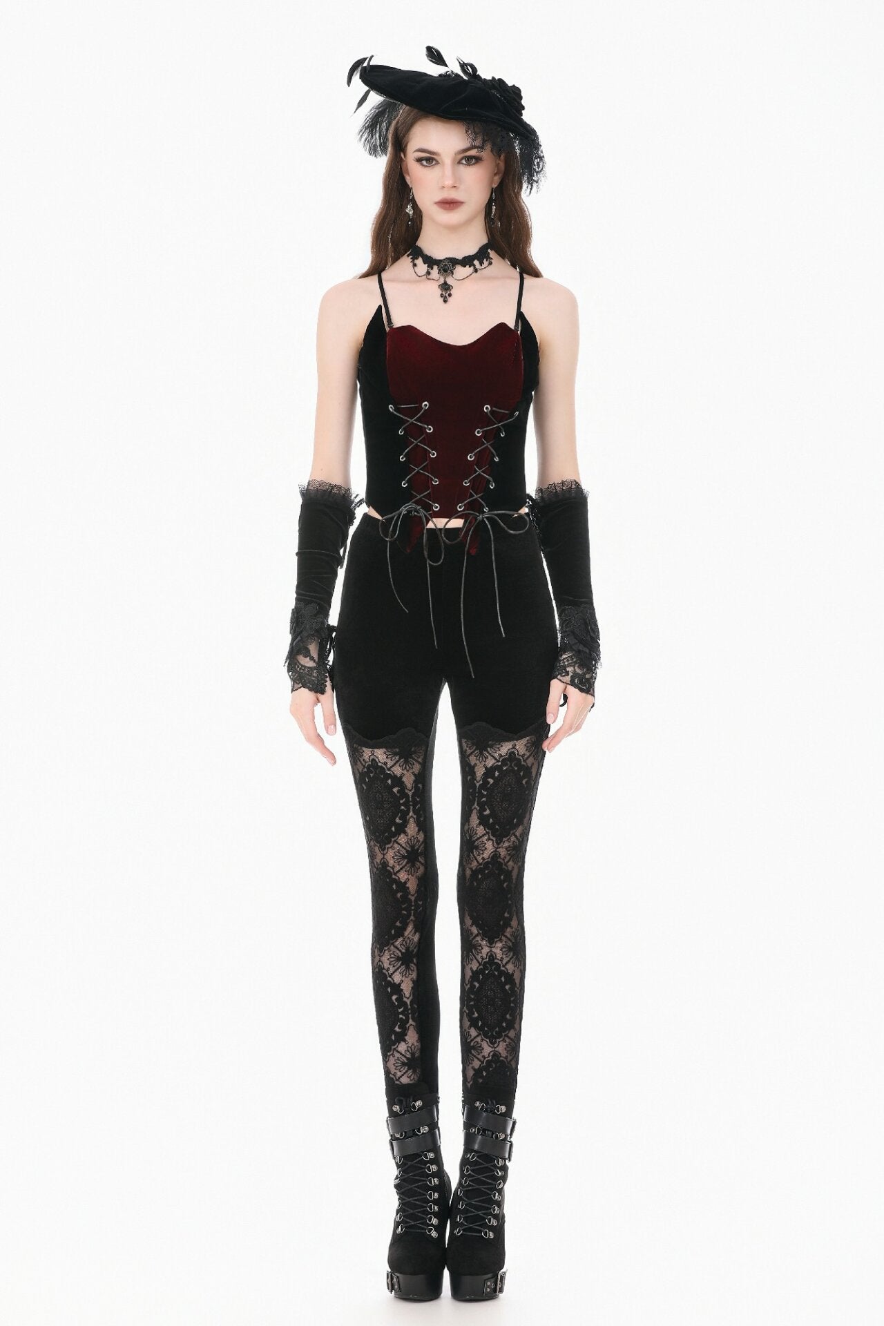 Gothic Velvet Top with Laces