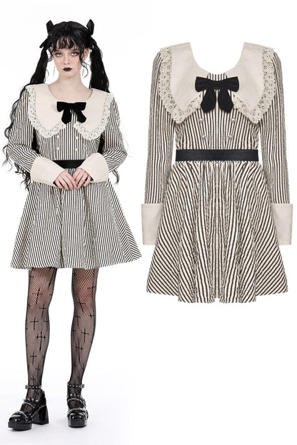 Vintage Stripe Dress w/ Lapels