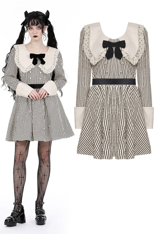 Vintage Stripe Dress w/ Lapels