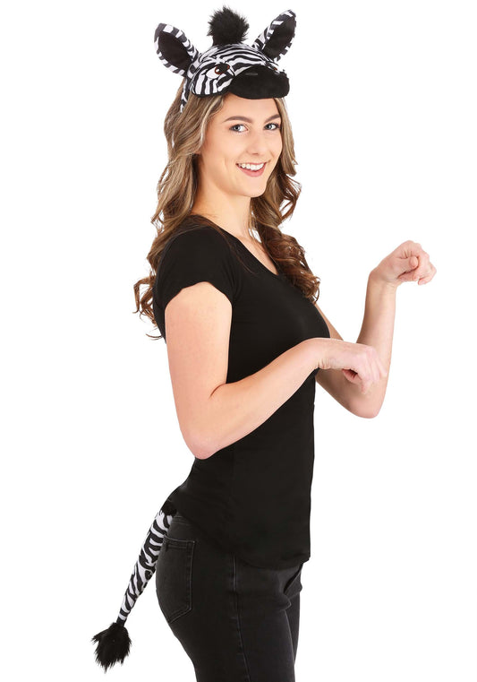 Plush Zebra Headband & Tail Kit
