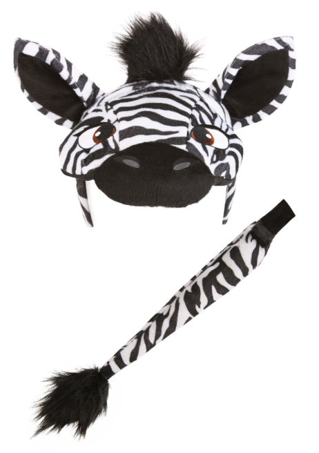 Plush Zebra Headband & Tail Kit