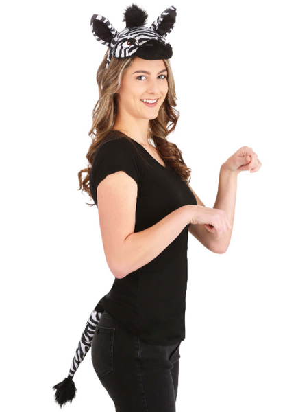 Plush Zebra Headband & Tail Kit