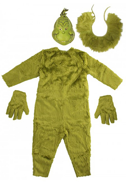 Men's The Grinch Deluxe Jumpsuit w/ Latex Mask