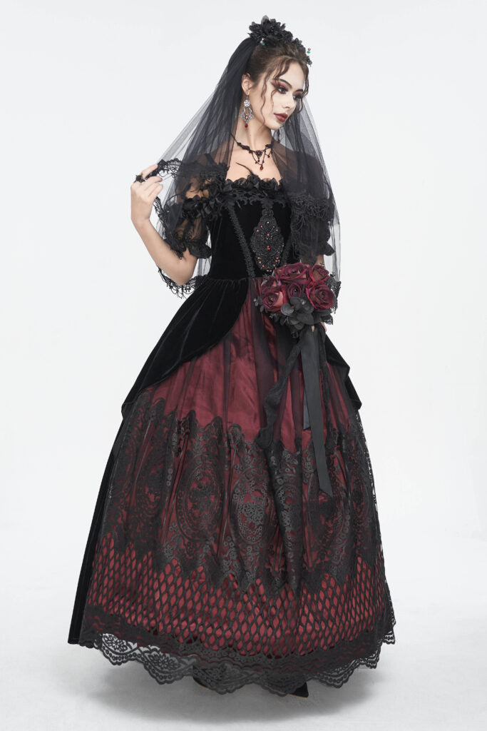 Gothic Lace Off Shoulder Dress