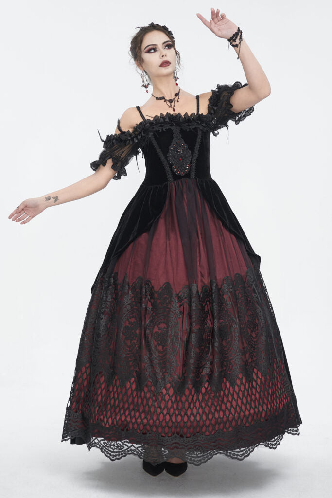 Gothic Lace Off Shoulder Dress