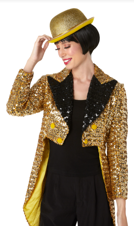 Glitter Mesh Derby Hat-Gold