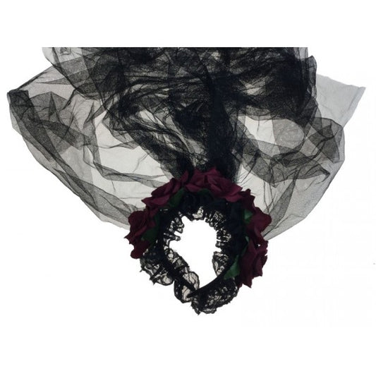 Red Rose Veil Headband