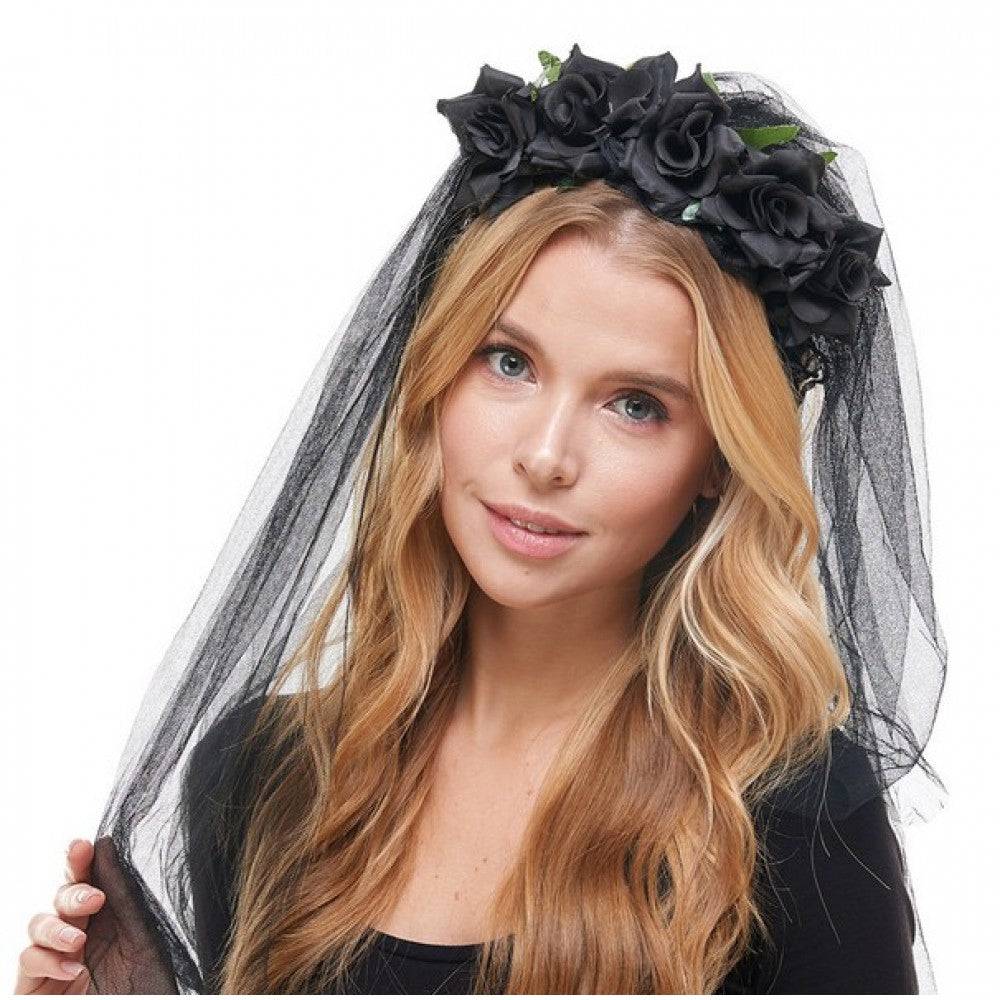 Black Rose Veil Headband