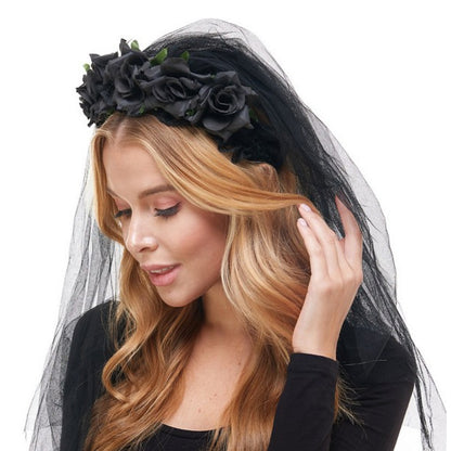 Black Rose Veil Headband