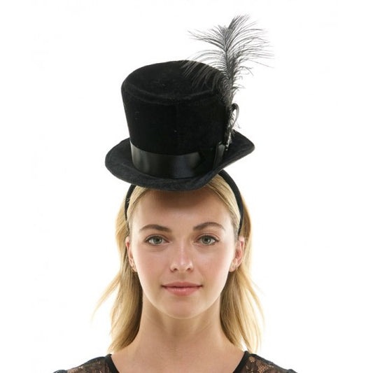 Black Velvet Mini Top Hat Headband