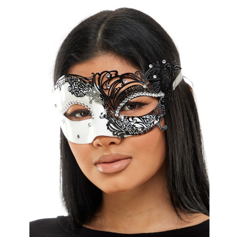 Black & White Filigree Masquerade Mask
