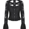 Black lace hollow cross blouse