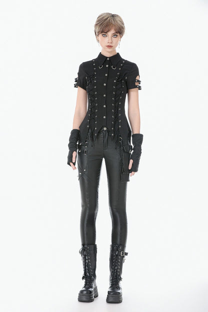 Gothic studded lace-up button up Shirt