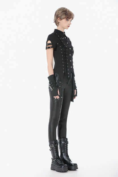 Gothic studded lace-up button up Shirt