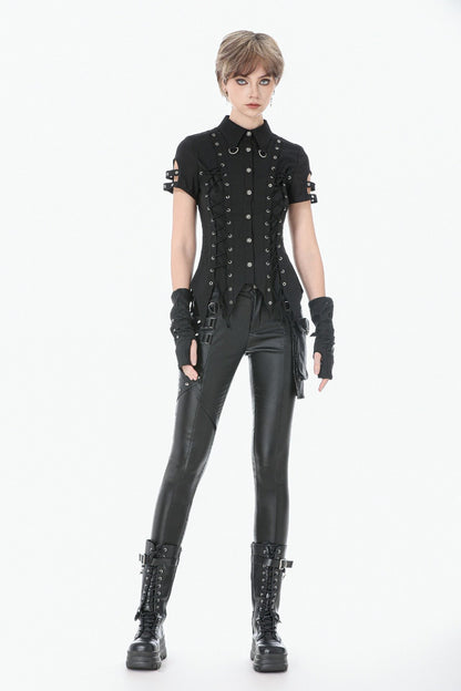 Gothic studded lace-up button up Shirt