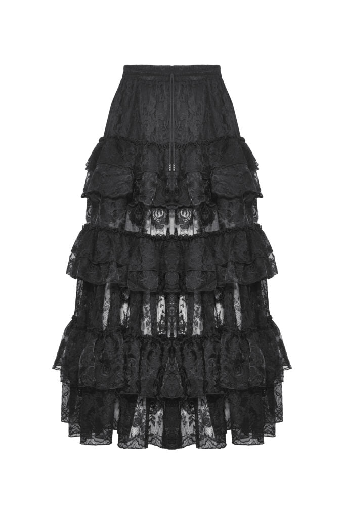 Gothic lace layered ruffle skirt