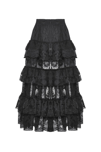 Gothic lace layered ruffle skirt