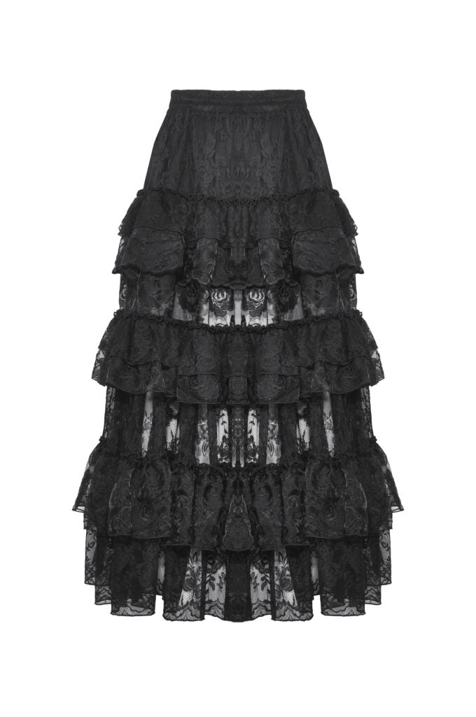 Gothic lace layered ruffle skirt